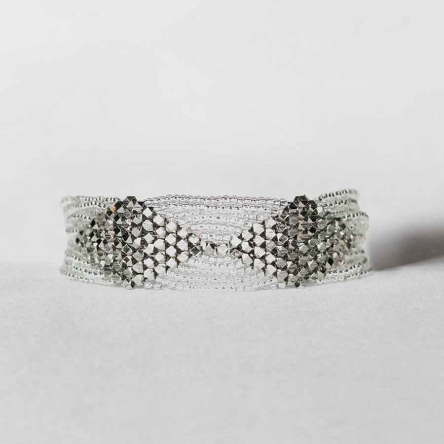 silver metallic bead bracelet