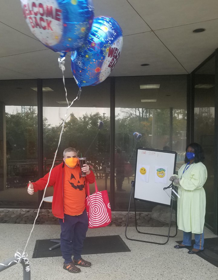 Adult program participant wearing a mask.