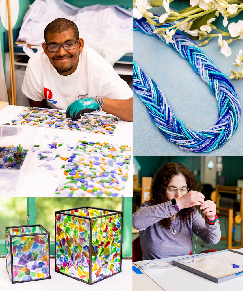 A collage of artisans and their handmade products
