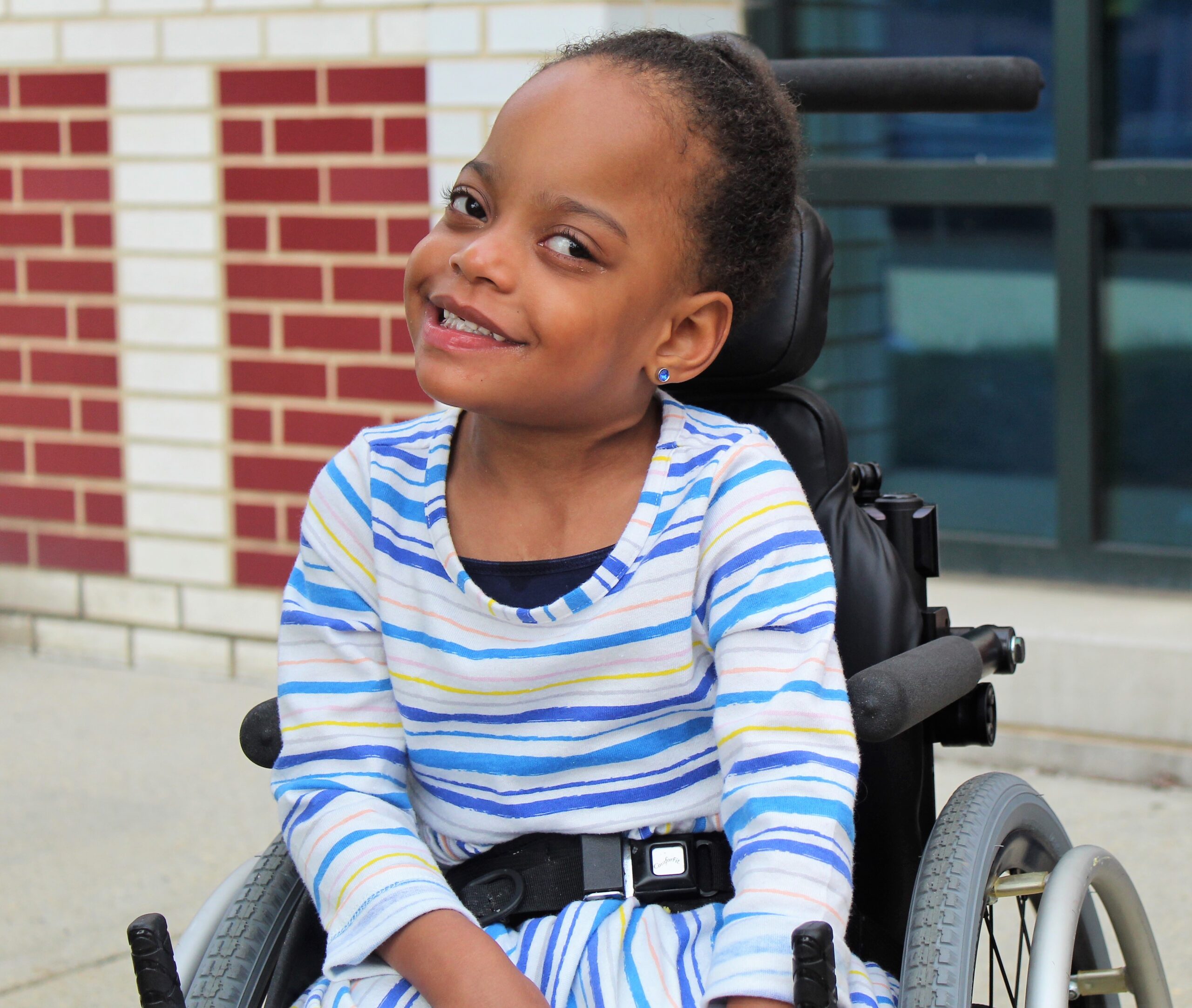 Young student on a wheelchair