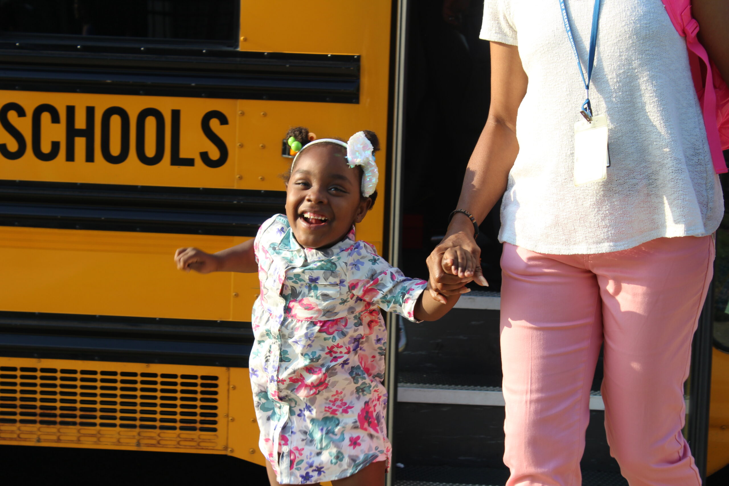 girl arriving to school
