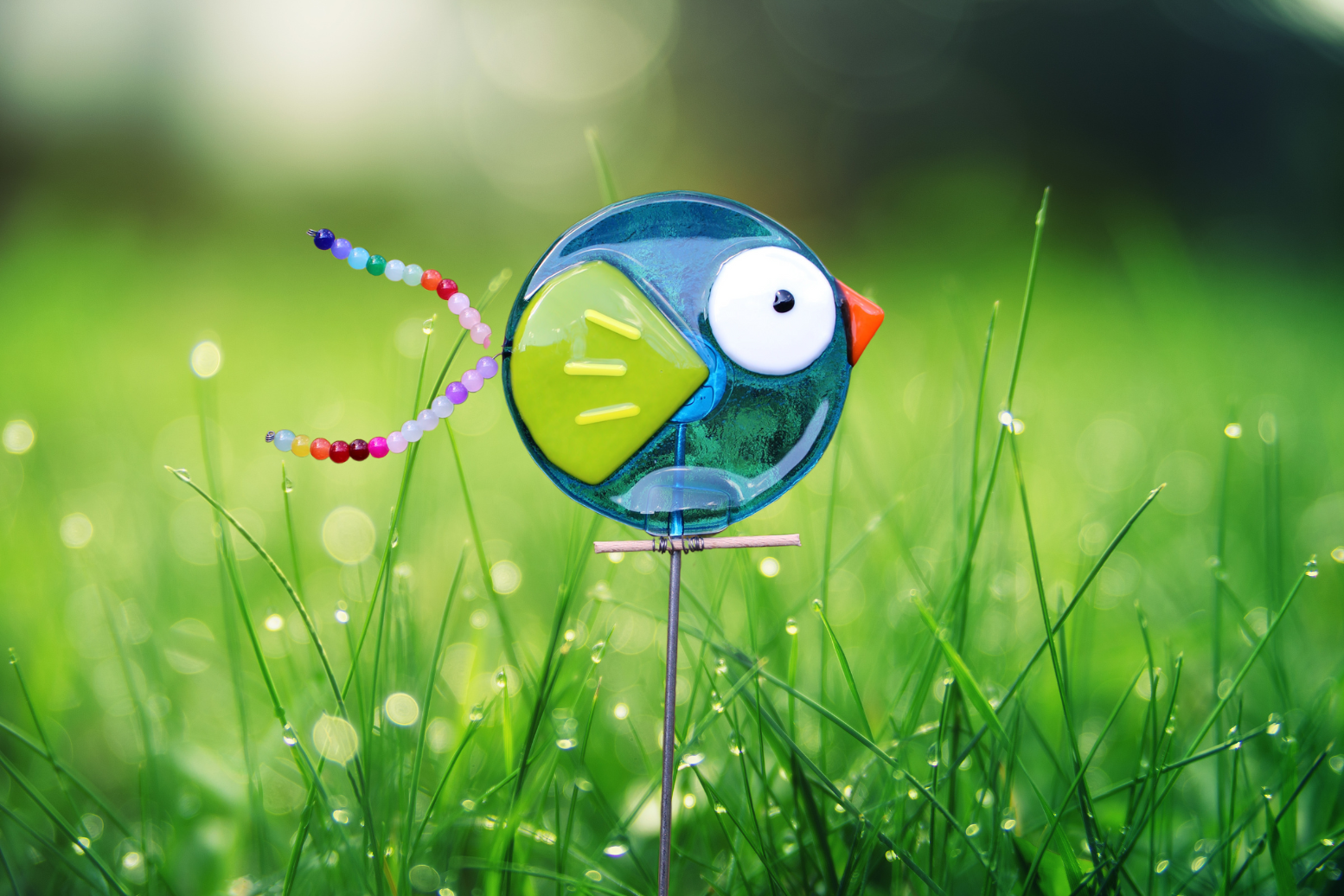 fused glass bird
